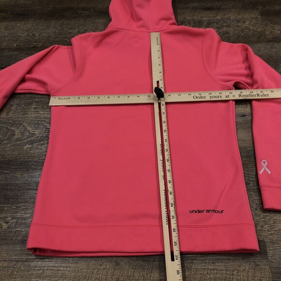 Under Armour Hoodie Womens S Pink Fitted Coldgear Logo Breast Cancer Awareness - Picture 10 of 12